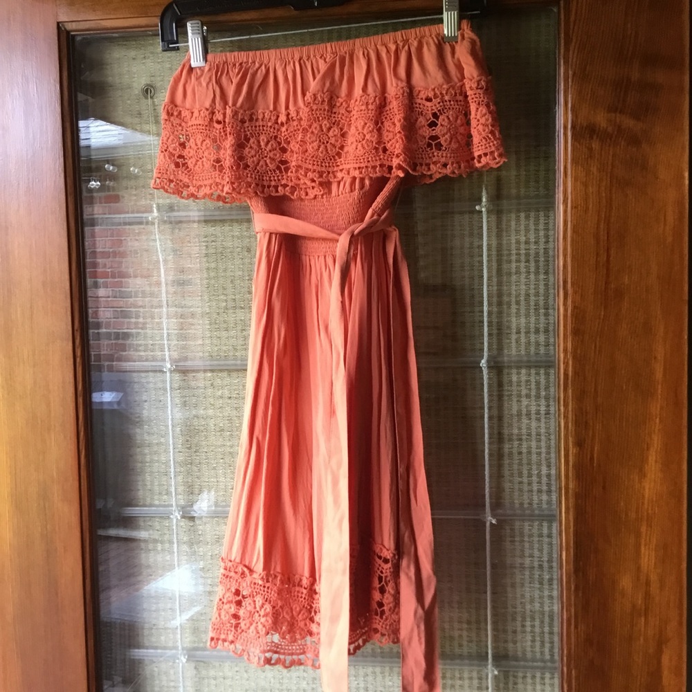 Orange strapless dress